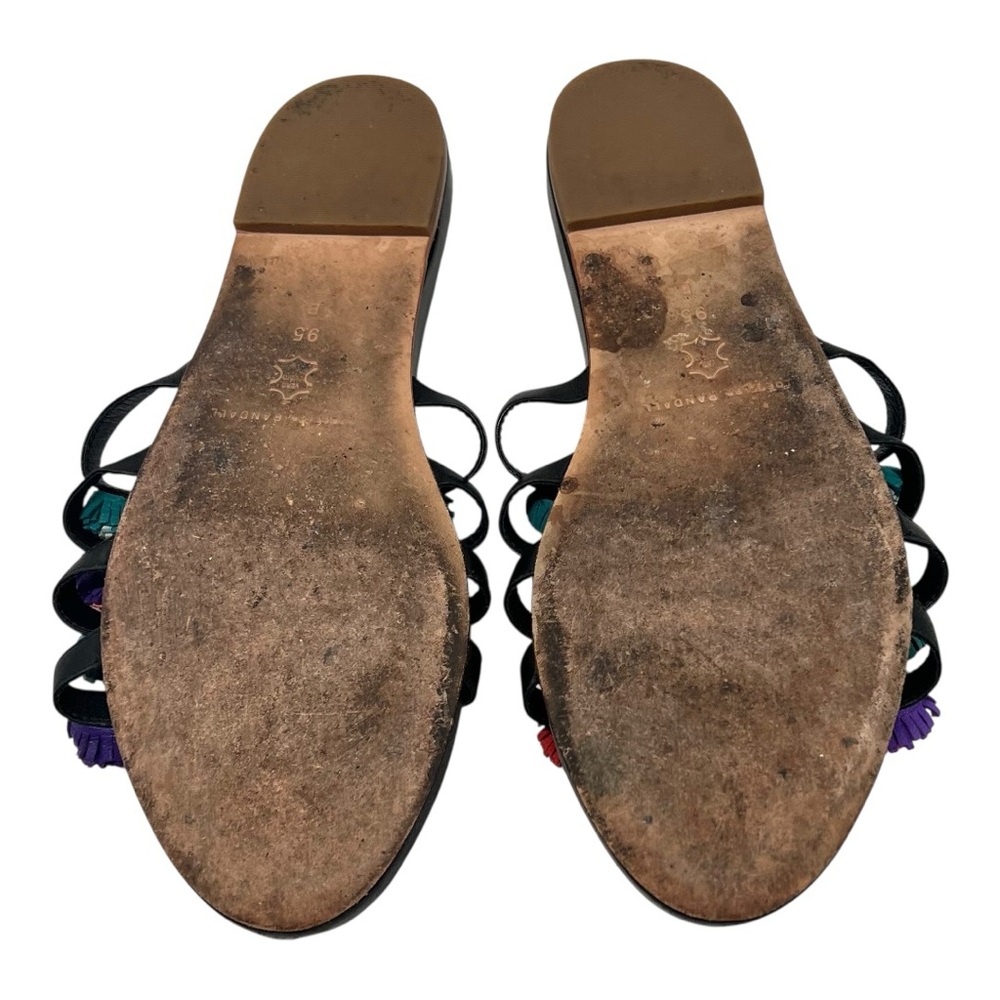 Loeffler Randal Sal PomPom Slide Multicolor Leather Casual Sandals Womens 9.5 - Picture 12 of 15
